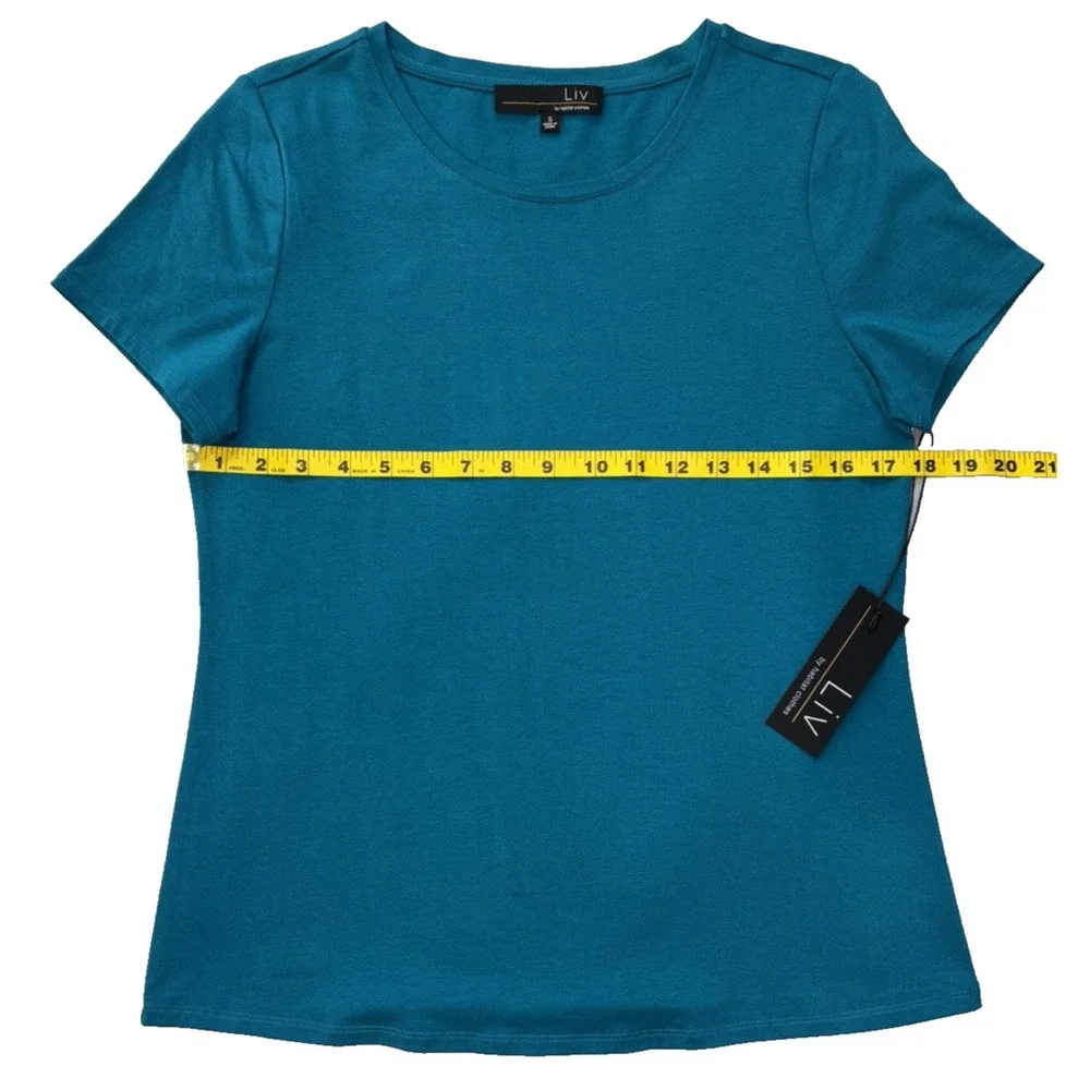 NEW Everyday T Shirt Jewel Women's Size‎ S Teal Short Sleeve Stretch Crew Neck